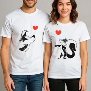 couple skunk love matching t shirts – cute romantic design