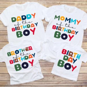 colorful birthday boy family matching t shirt set