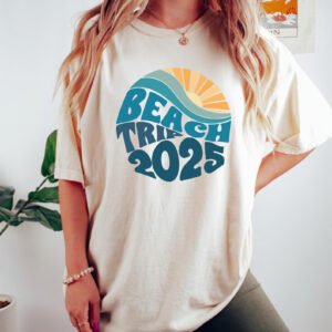 beach trip 2025 retro sunset t shirt – summer vacation outfit
