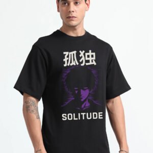 anime solitude graphic black t shirt