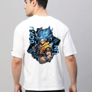 super saiyan goku anime graphic t shirt – white black