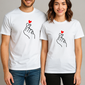 matching couple t shirts – korean finger heart love design