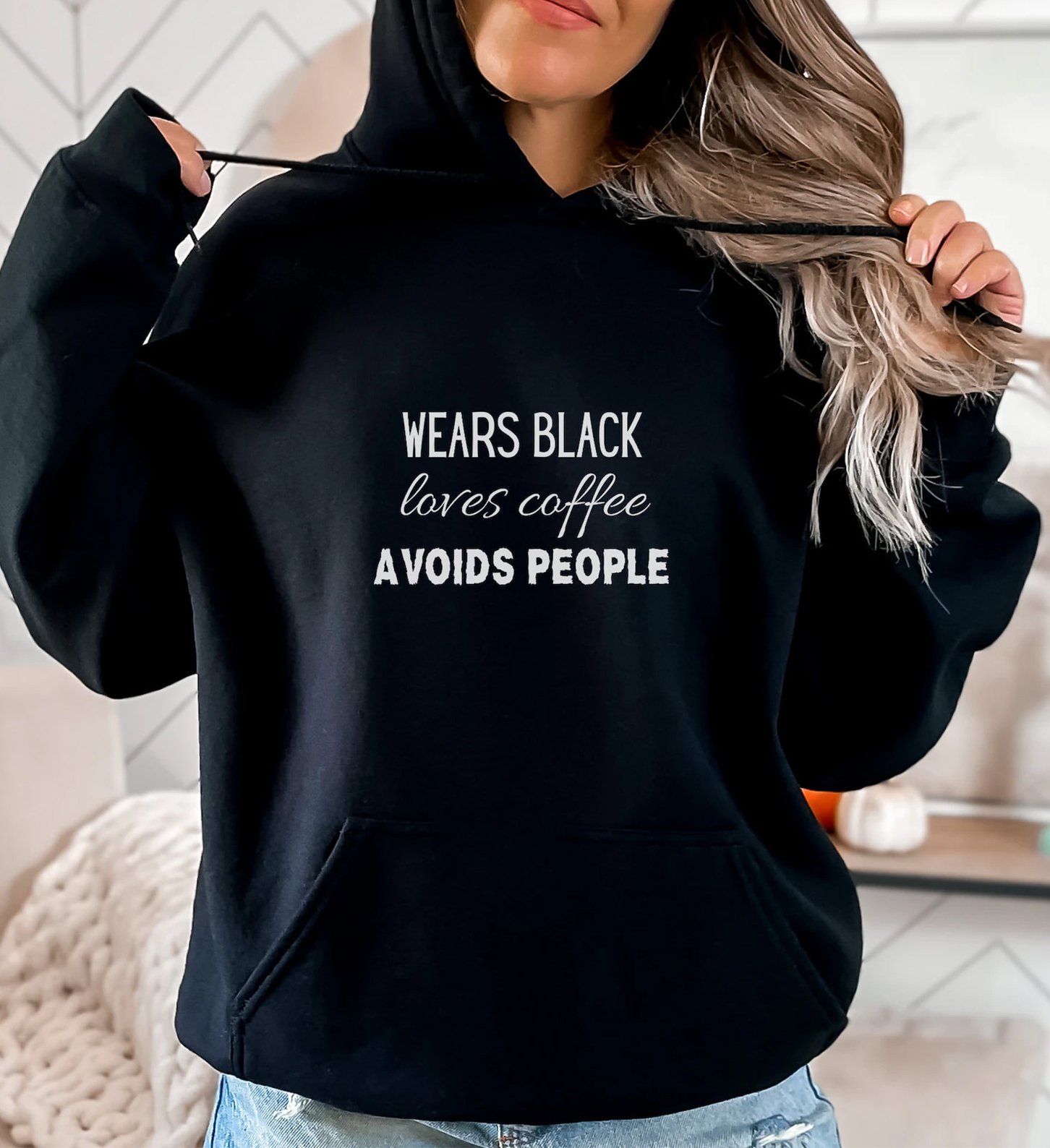 wears black loves coffee hoodie