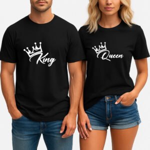 king & queen matching couple t shirts – his & her crown tees