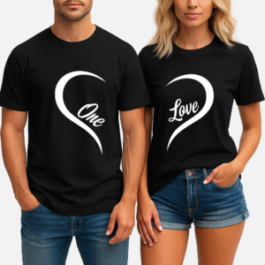 one love couple t shirts – matching heart tees for couples
